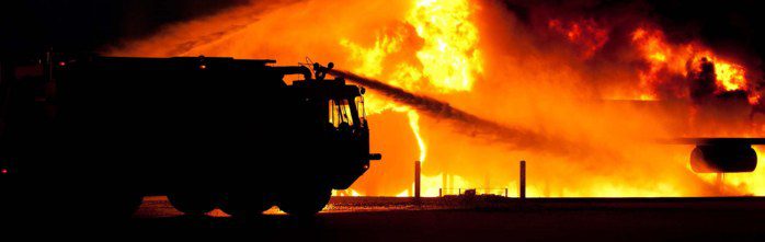 Fire Truck Extinguishing a Fire
