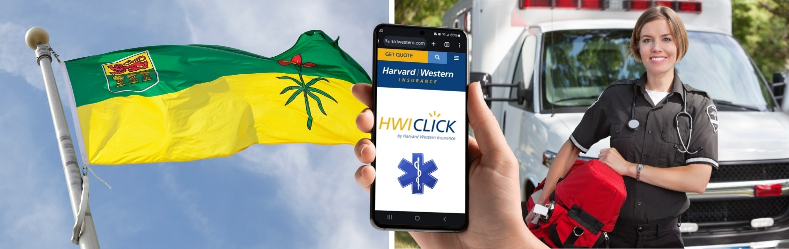 Sask paramedic banner image with smartphone HWIClick
