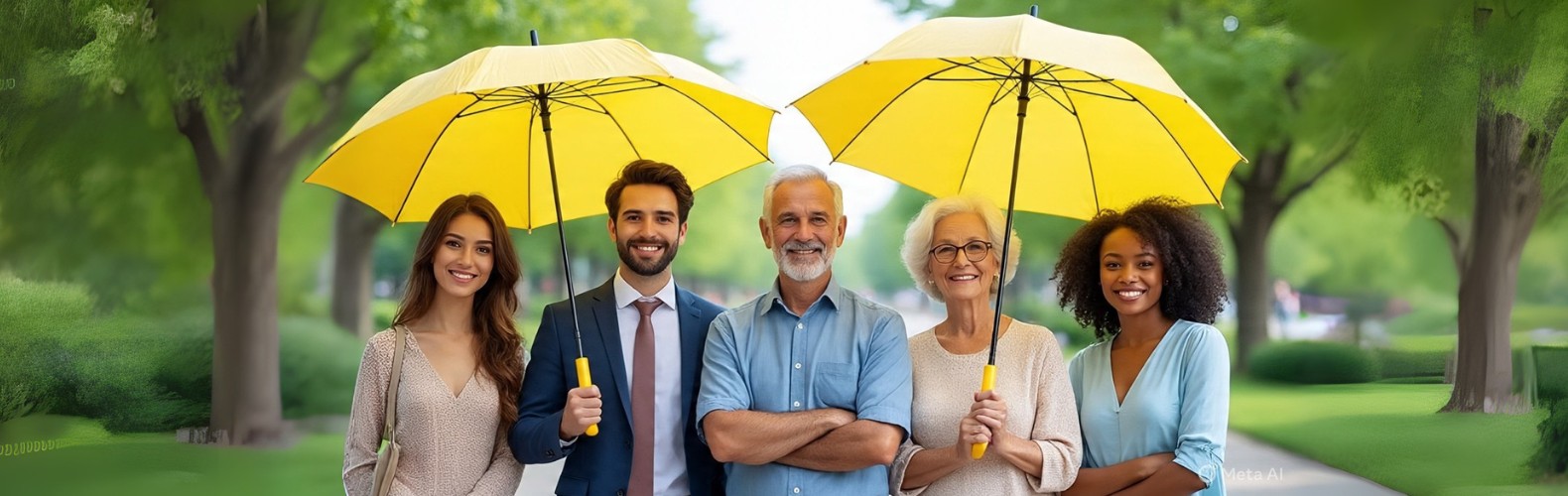 a_photo_of_a_diverse_group_with yellow umbrella